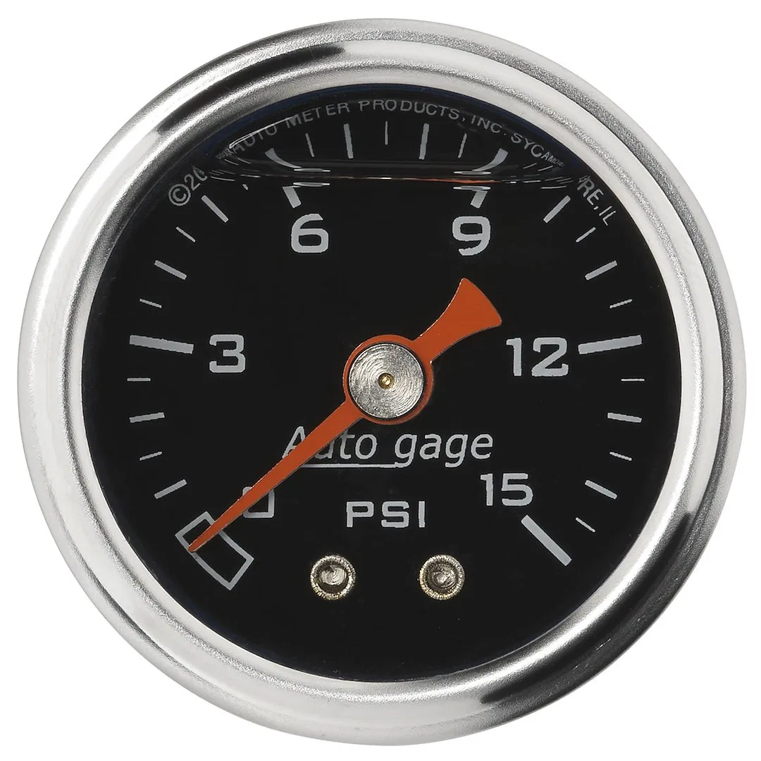 2172 – AUTO METER Gauge Fuel Pressure, 1-1/2 Inch Full Sweep Mechanical 0-15 PSI Analog Without Isolator Without Peak...